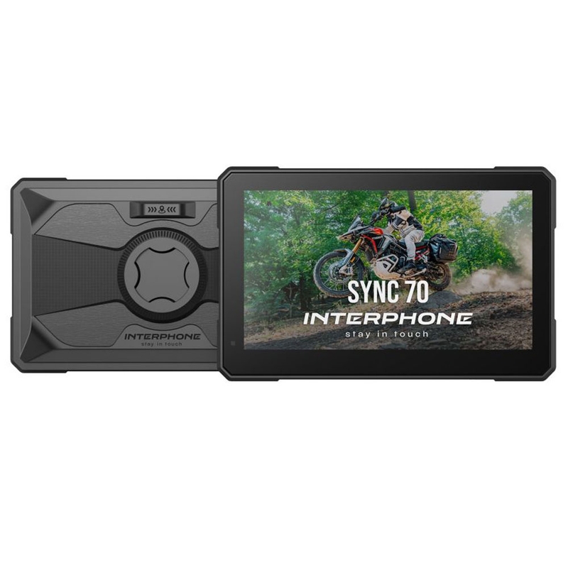 Interphone SYNC70 ESSENTIAL con pantalla compatible con Apple CarPlay y Android Auto para motocicletas