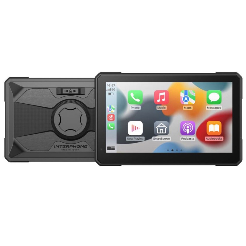 Interphone SYNC70 ESSENTIAL con pantalla compatible con Apple CarPlay y Android Auto para motocicletas
