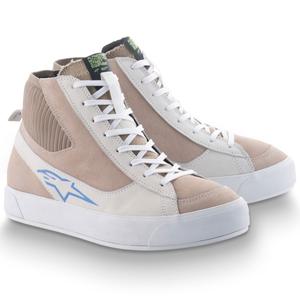 Botas de moto Alpinestars Stella Stated Podium para mujer, color blanco y gris claro