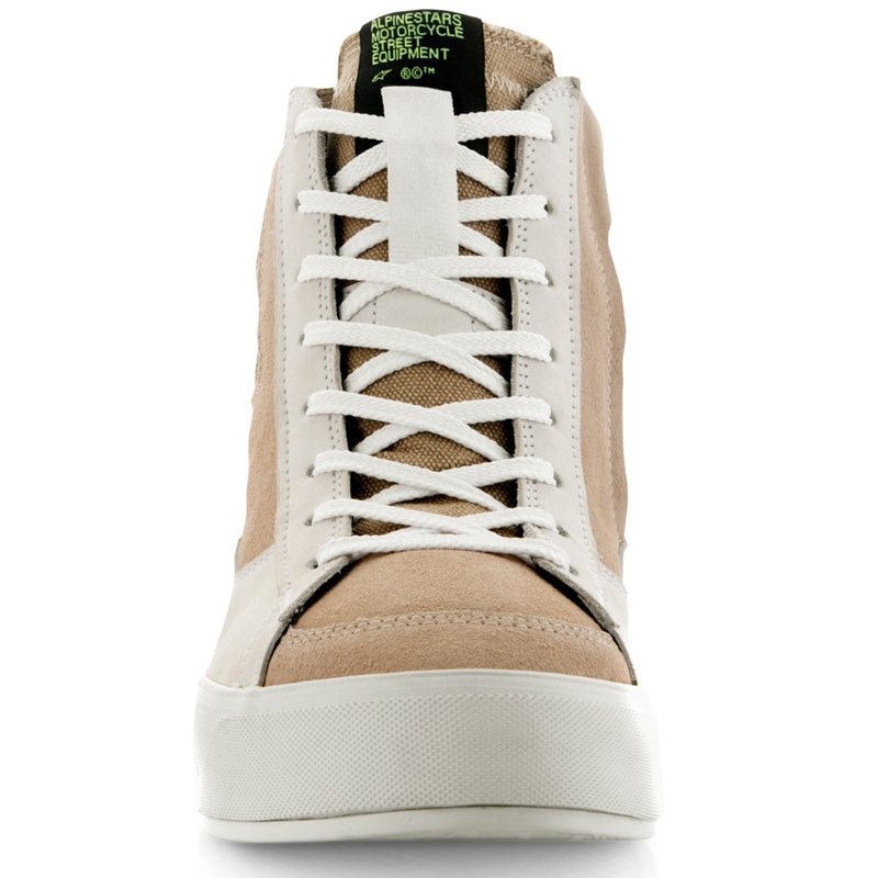 Botas de moto Alpinestars Stella Stated Podium para mujer, color blanco y gris claro