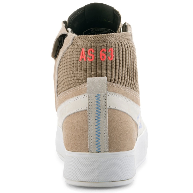 Botas de moto Alpinestars Stella Stated Podium para mujer, color blanco y gris claro