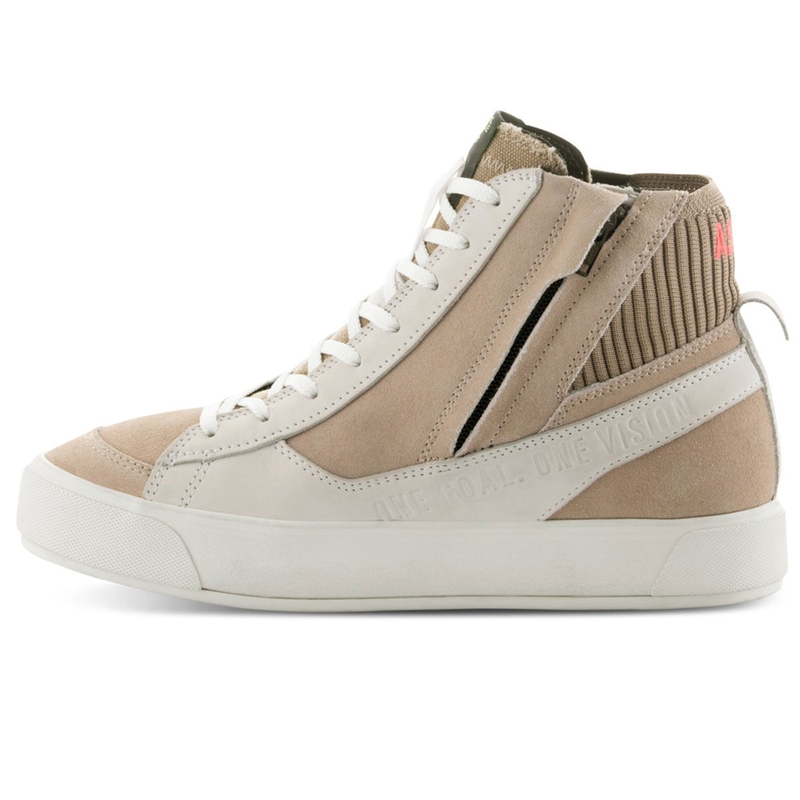 Botas de moto Alpinestars Stella Stated Podium para mujer, color blanco y gris claro