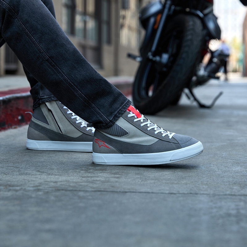 Botas de moto Alpinestars Stated gris claro-rojo fluorescente-blanco
