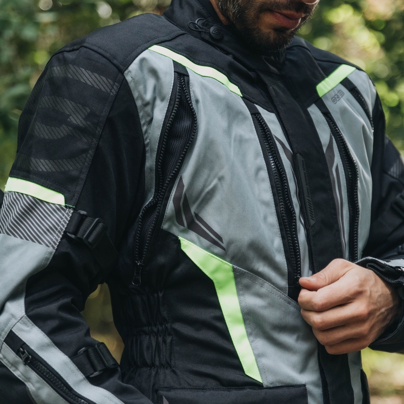 Chaqueta de moto Ozone Tour III negro-gris-amarillo fluo