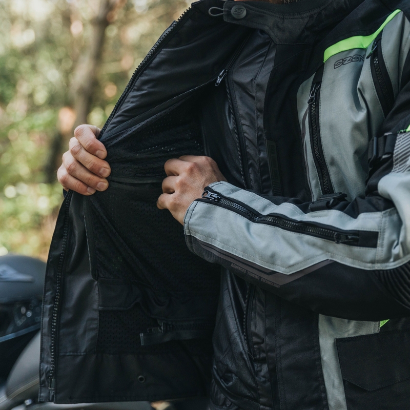 Chaqueta de moto Ozone Tour III negro-gris-amarillo fluo