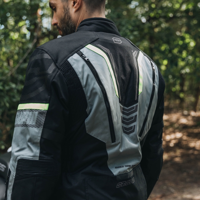 Chaqueta de moto Ozone Tour III negro-gris-amarillo fluo