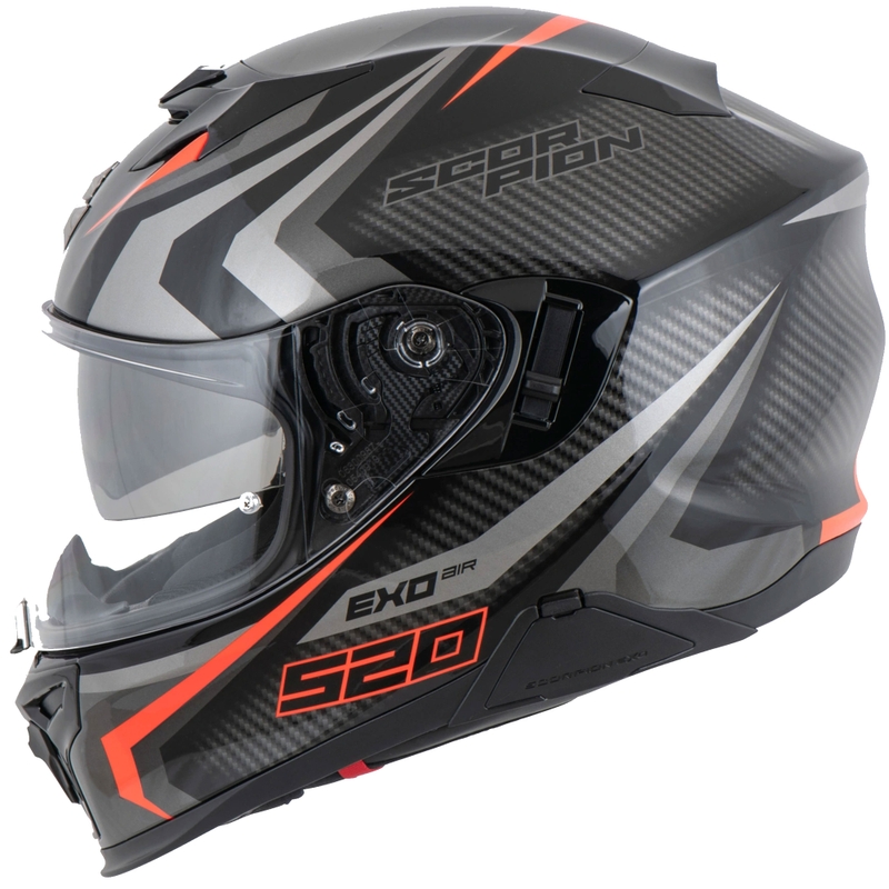 Casco integral de moto Scorpion EXO-520 EVO AIR TERRA negro-plata-rojo liquidación
