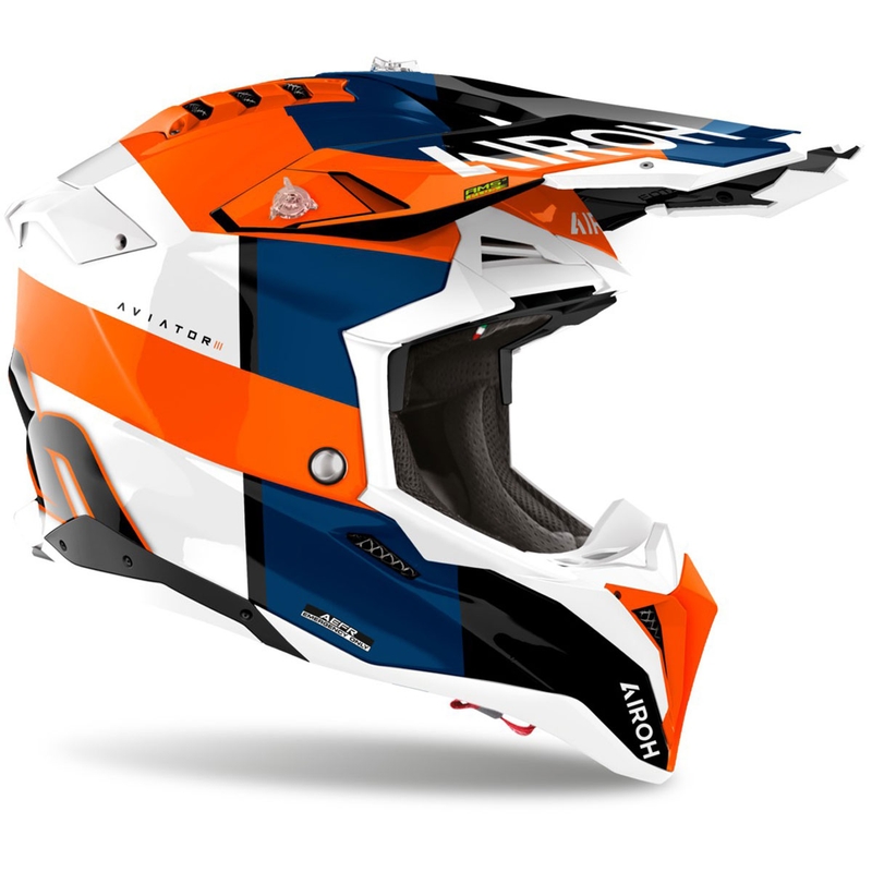 Casco de motocross Airoh Aviator 3 Monarch naranja brillante