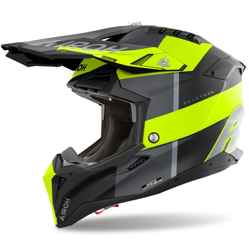 Casco de motocross Airoh Aviator 3 Monarch amarillo mate