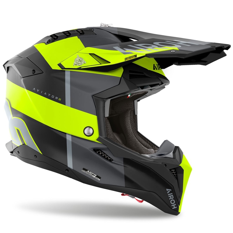 Casco de motocross Airoh Aviator 3 Monarch amarillo mate