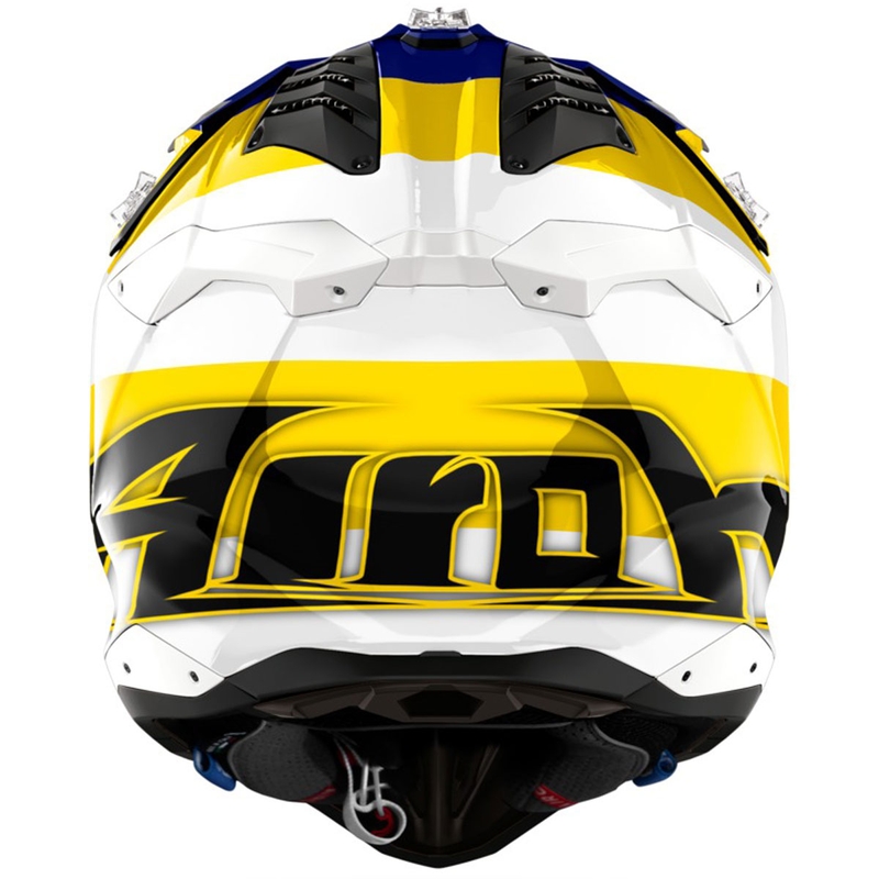 Casco de motocross Airoh Aviator 3 Monarch azul-amarillo brillante