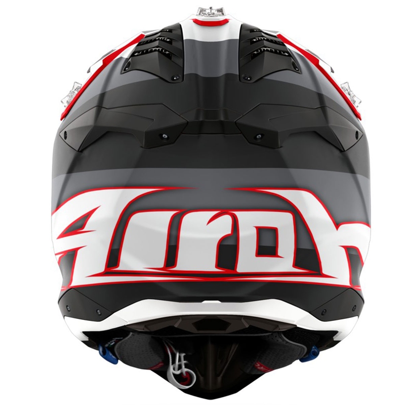 Casco de motocross Airoh Aviator 3 Monarch gris-rojo mate