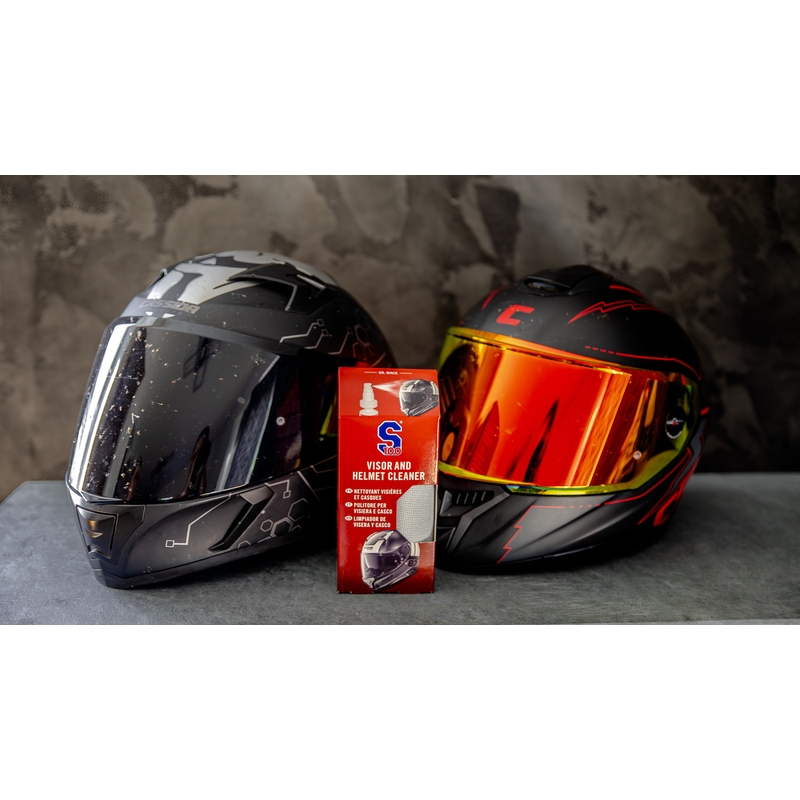 Limpiador de viseras y cascos S100 con paño de microfibra - Limpiador de viseras y cascos 100 ml