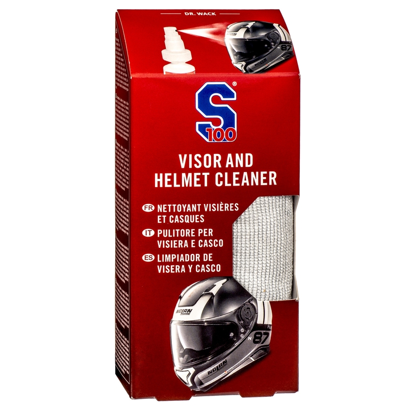 Limpiador de viseras y cascos S100 con paño de microfibra - Limpiador de viseras y cascos 100 ml