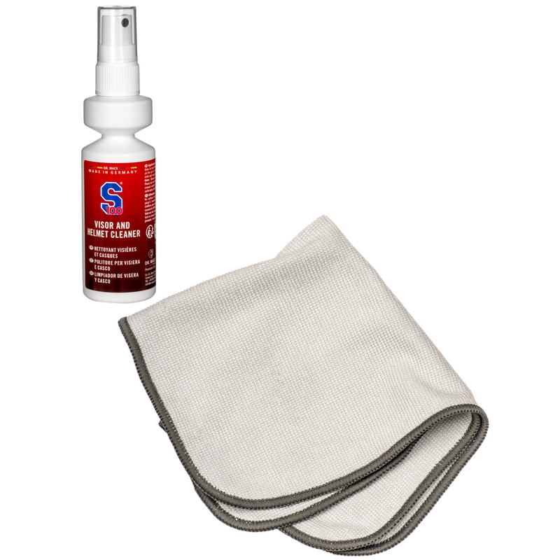 Limpiador de viseras y cascos S100 con paño de microfibra - Limpiador de viseras y cascos 100 ml