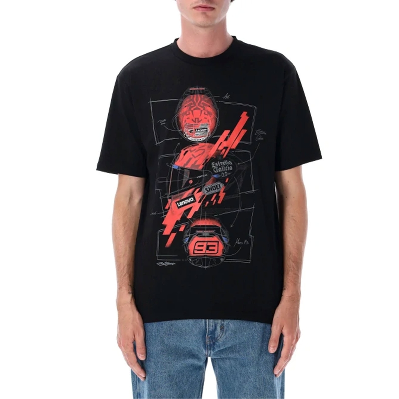 Camiseta Ducati Marc Márquez - Casco MotoGP negro-rojo