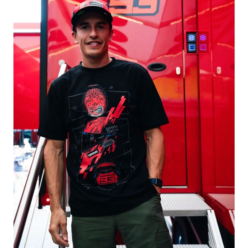 Camiseta Ducati Marc Márquez - Casco MotoGP negro-rojo