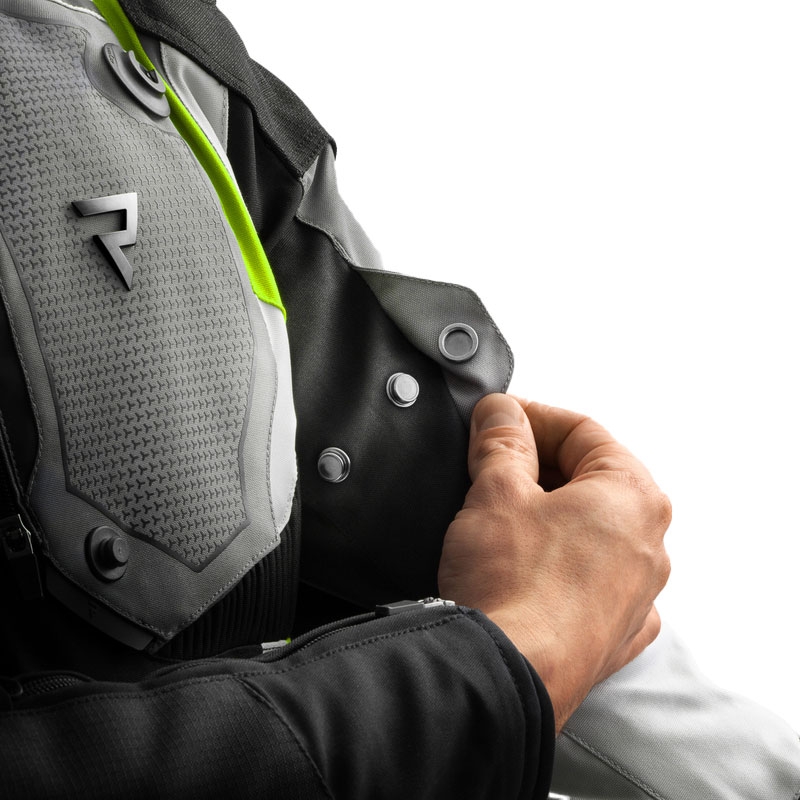 Chaqueta de moto Rebelhorn Borg II en negro, gris y amarillo fluorescente