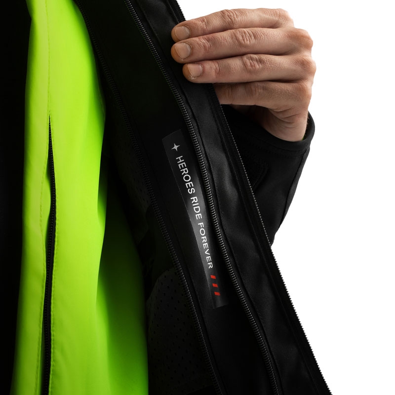 Chaqueta de moto Rebelhorn Borg II en negro, gris y amarillo fluorescente