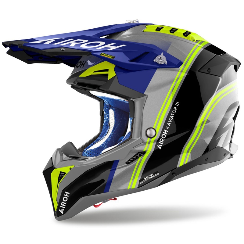 Casco de motocross Airoh Aviator 3 Hima azul brillante