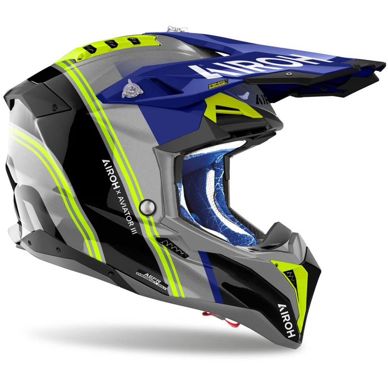 Casco de motocross Airoh Aviator 3 Hima azul brillante