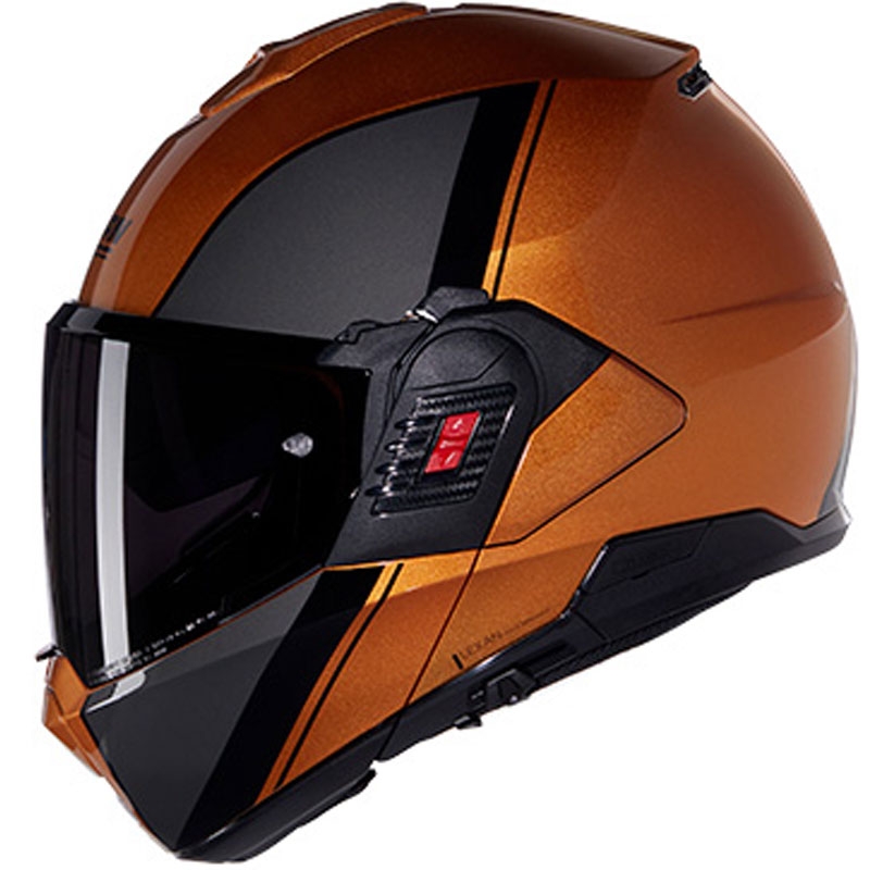 Casco de moto modular Nolan N120-1 Verniciatura Speciale N-COM 342 ocre-negro