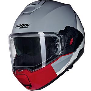 Casco de moto abatible Nolan N120-1 Grafo N-COM 349 gris-blanco-rojo