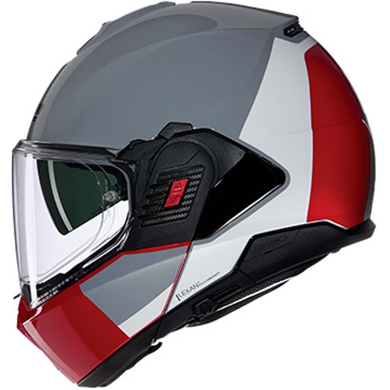 Casco de moto abatible Nolan N120-1 Grafo N-COM 349 gris-blanco-rojo