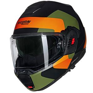 Casco de moto abatible Nolan N120-1 Omocromo N-COM 345 negro-naranja-verde