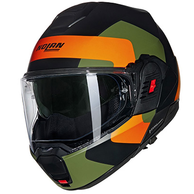 Casco de moto abatible Nolan N120-1 Omocromo N-COM 345 negro-naranja-verde