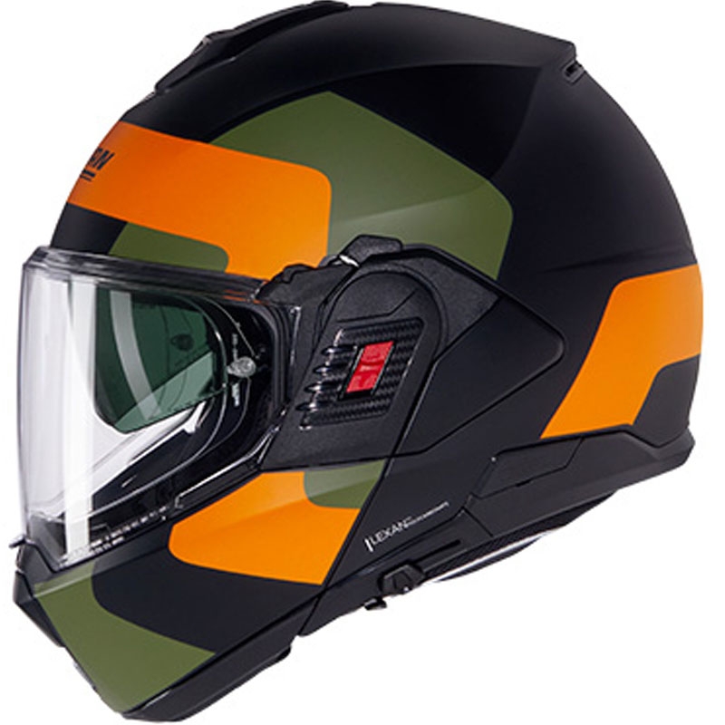 Casco de moto abatible Nolan N120-1 Omocromo N-COM 345 negro-naranja-verde