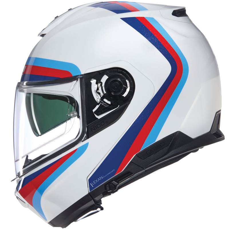 Casco de moto abatible Nolan N100-6 Assoluto N-COM 347 blanco-rojo-azul
