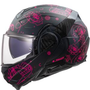 Casco de moto abatible LS2 FF910 Advant II Sophia negro-rosa