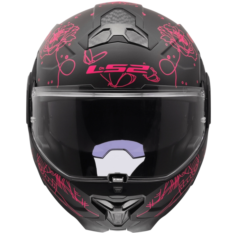 Casco de moto abatible LS2 FF910 Advant II Sophia negro-rosa