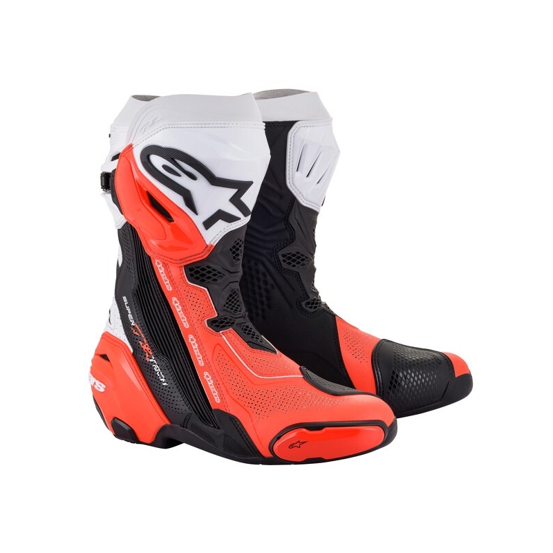 Botas de moto Alpinestars Supertech R Vented negro-blanco-rojo fluo - II. calidad