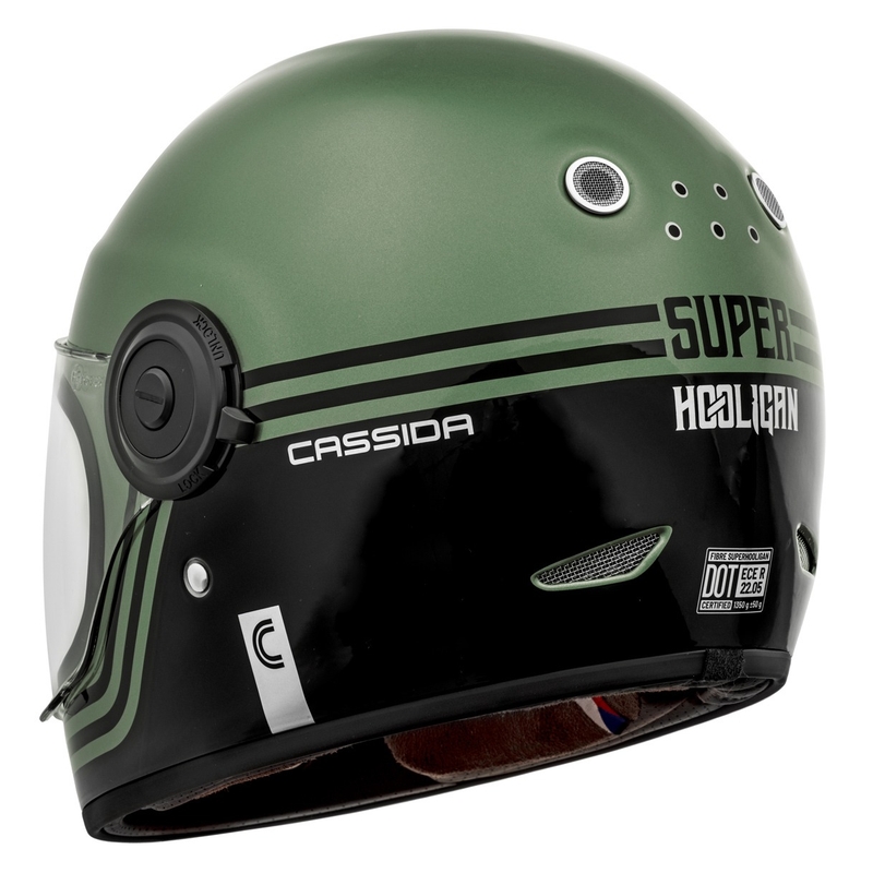 Casco integral de moto Cassida Fibre Super Hooligan negro-verde en oferta - II. calidad