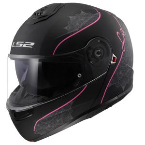 Casco abatible LS2 FF908 Strobe II Lux negro-rosa - II. calidad