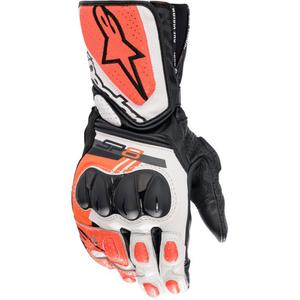 Guantes de moto Alpinestars SP-8 blanco-rojo fluorescente-negro