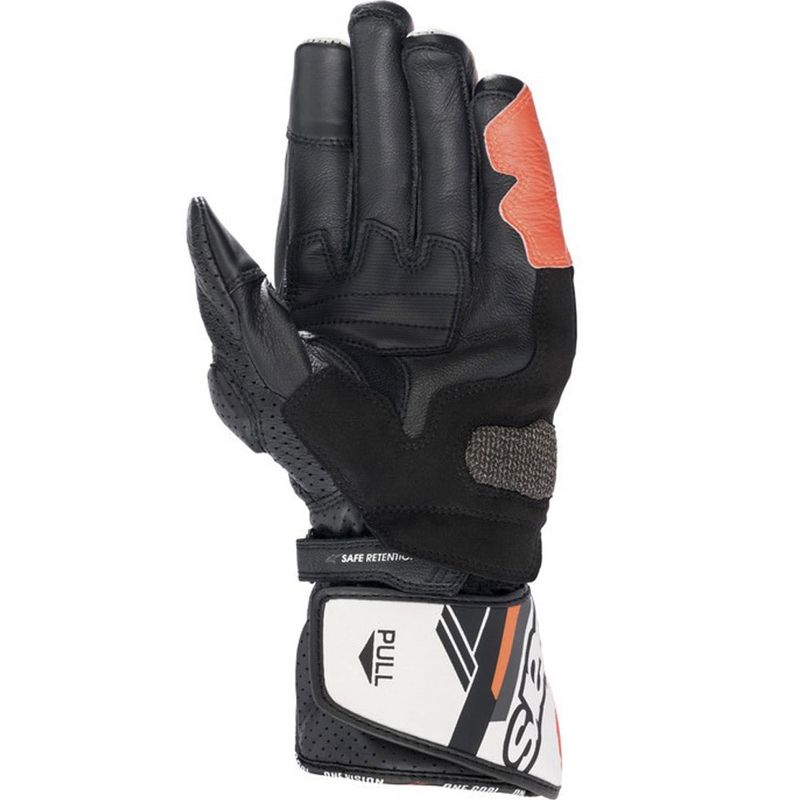 Guantes de moto Alpinestars SP-8 blanco-rojo fluorescente-negro