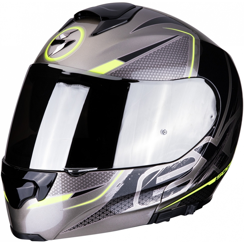 Vyklápěcí přilba Scorpion EXO-3000 Air Creed titanovo-černo-fluo žlutá výprodej