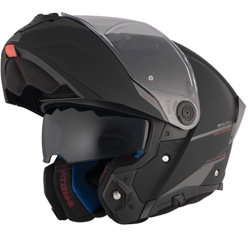 Casco de moto abatible MT ATOM 2 SV SOLID A1 negro mate