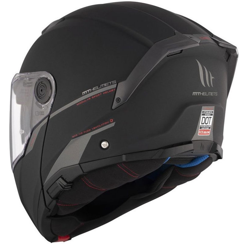 Casco de moto abatible MT ATOM 2 SV SOLID A1 negro mate
