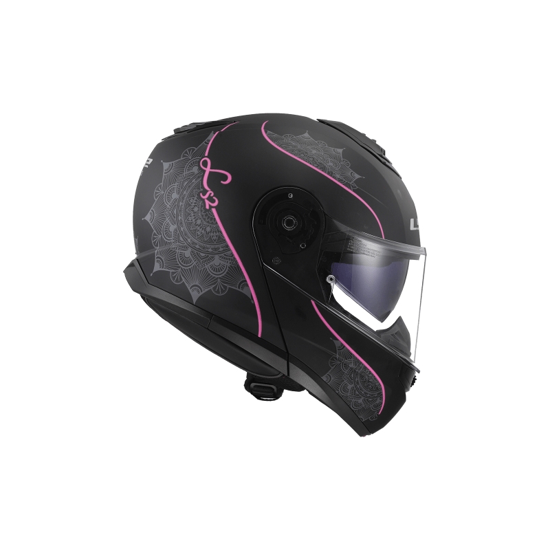 Casco abatible LS2 FF908 Strobe II Lux negro-rosa