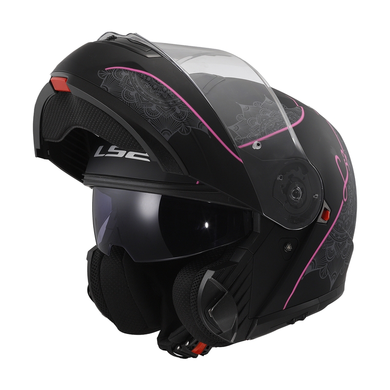 Casco abatible LS2 FF908 Strobe II Lux negro-rosa