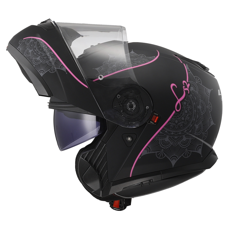 Casco abatible LS2 FF908 Strobe II Lux negro-rosa