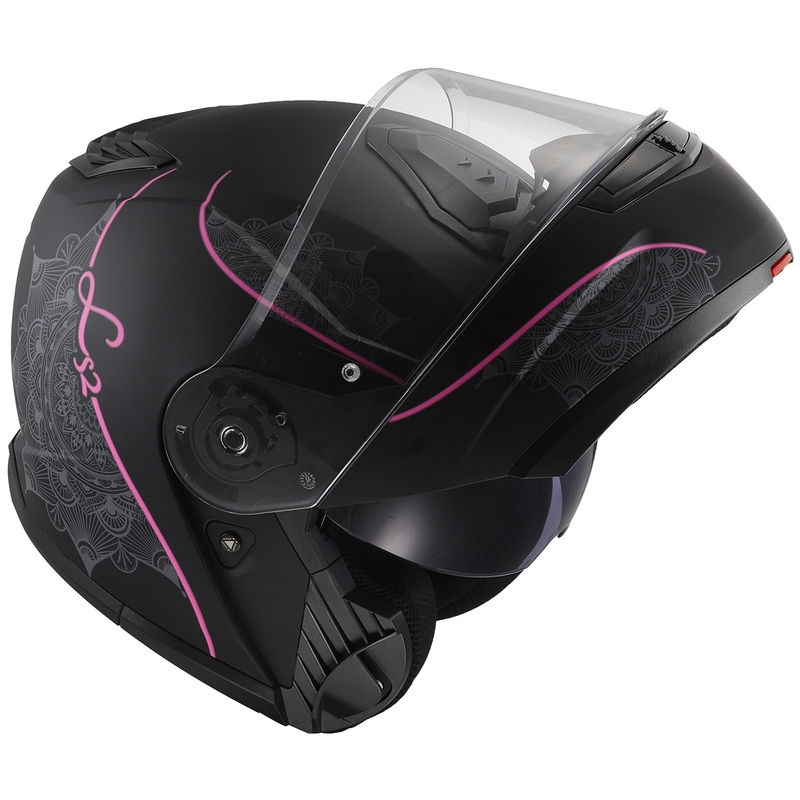 Casco abatible LS2 FF908 Strobe II Lux negro-rosa