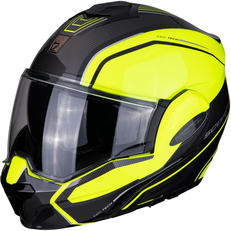 Překlápěcí přilba Scorpion EXO-TECH Time-Off fluo žluto-stříbrná výprodej