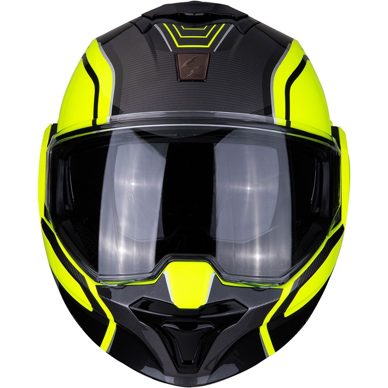 Překlápěcí přilba Scorpion EXO-TECH Time-Off fluo žluto-stříbrná výprodej