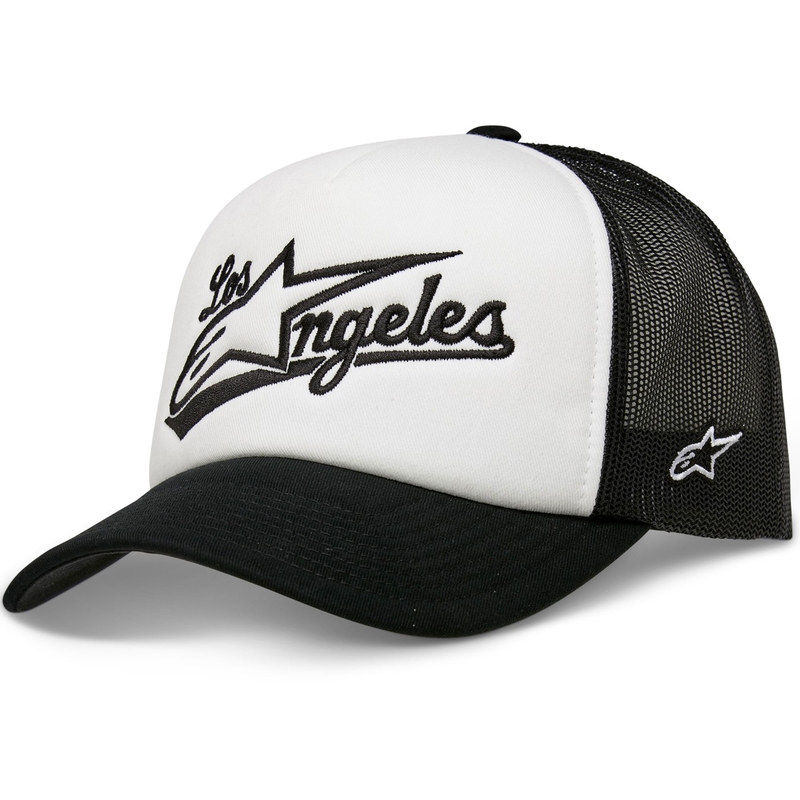 Gorra de camionero de espuma Alpinestars Los Angeles en blanco y negro
