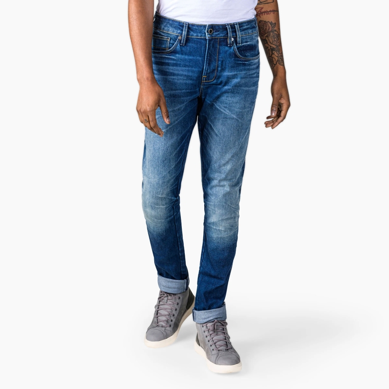 Vaqueros de moto cropped Revit Carlin SK en color azul